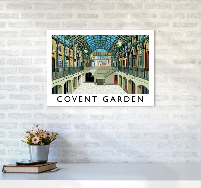 Covent Garden London Vintage Travel Art Poster by Richard O'Neill, Framed Wall Art Print, Cityscape, Landscape Art Gifts A2 Black Frame