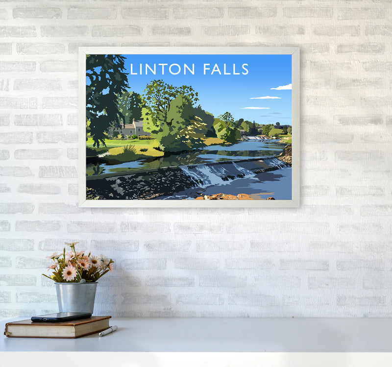 Linton Falls Travel Art Print by Richard O'Neill A2 Oak Frame