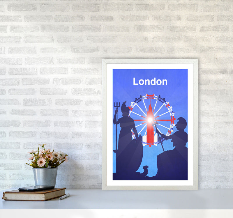 London (Britannia) portrait Travel Art Print by Richard O'Neill A2 Oak Frame