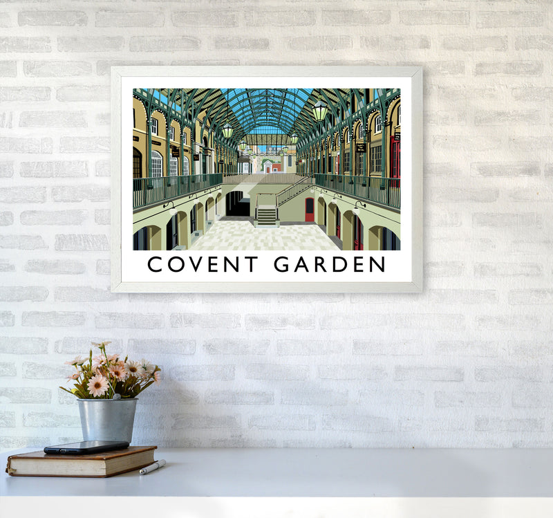 Covent Garden London Vintage Travel Art Poster by Richard O'Neill, Framed Wall Art Print, Cityscape, Landscape Art Gifts A2 Oak Frame