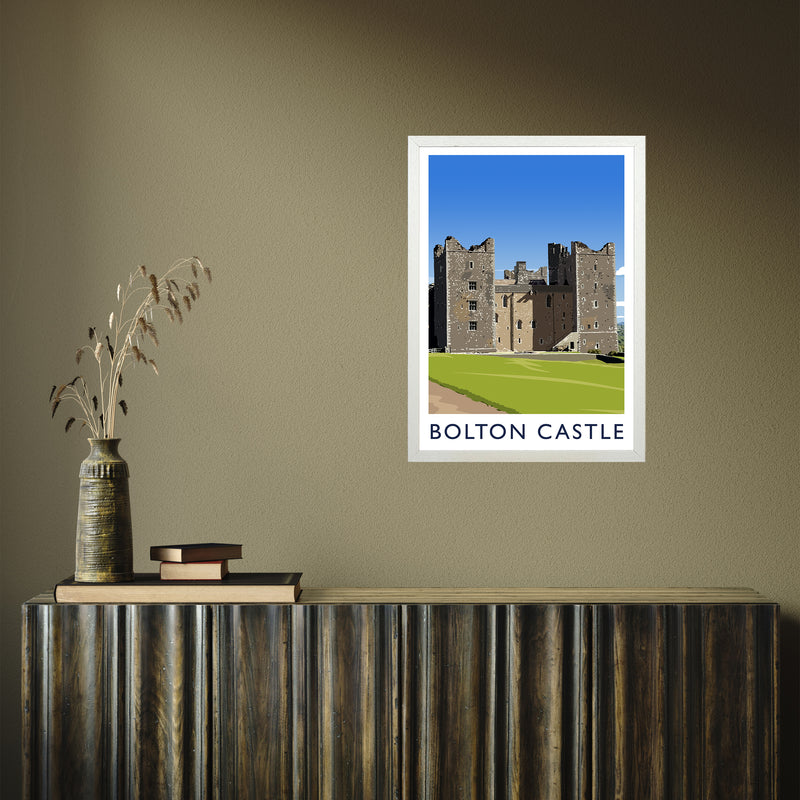 Bolton Castle 2 portrait by Richard O'Neill A2 White Frame