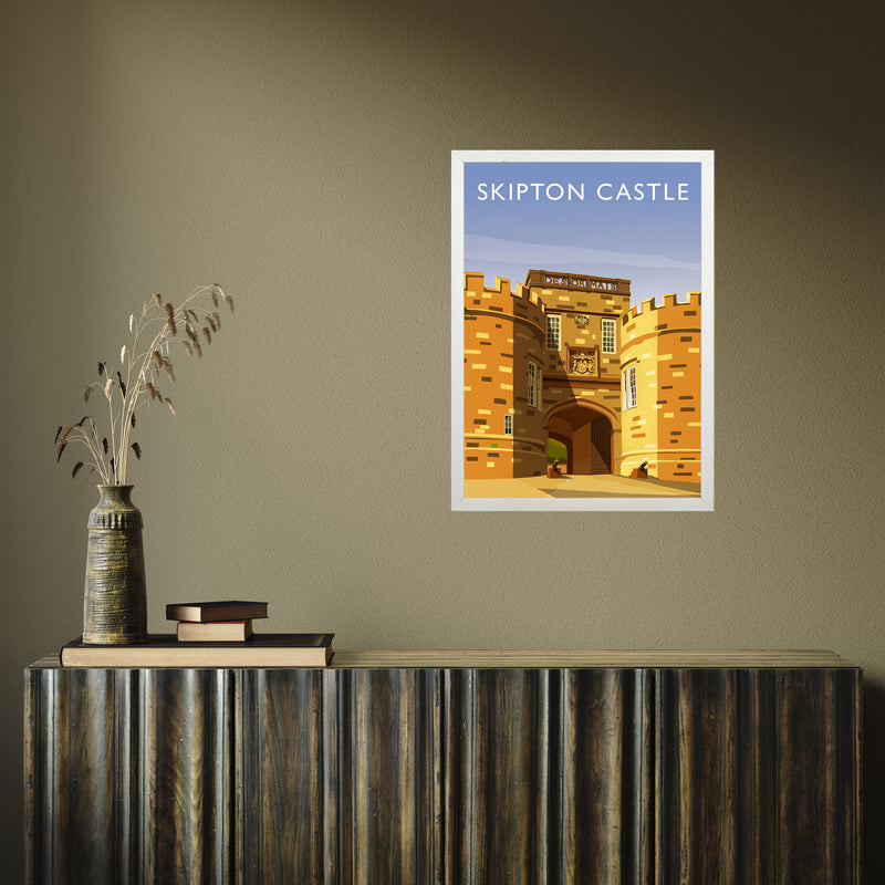 Skipton Castle portrait by Richard O'Neill A2 White Frame