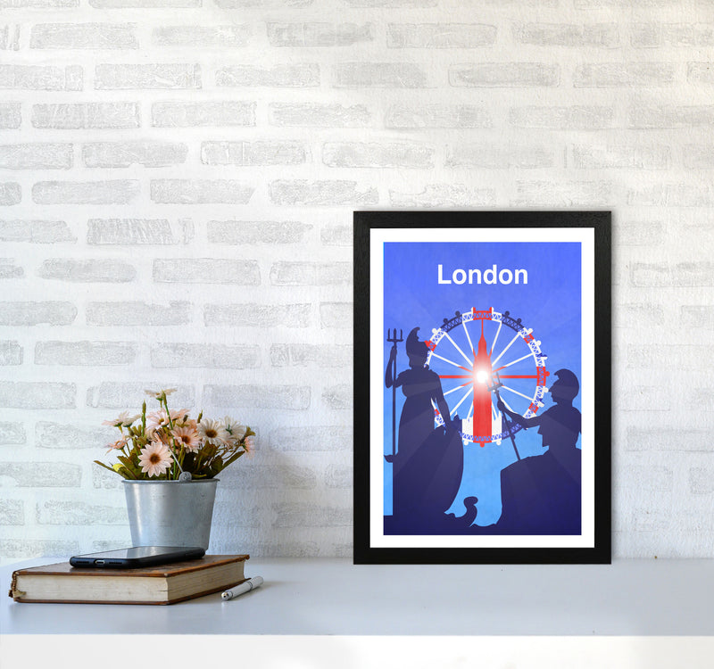 London (Britannia) portrait Travel Art Print by Richard O'Neill A3 White Frame