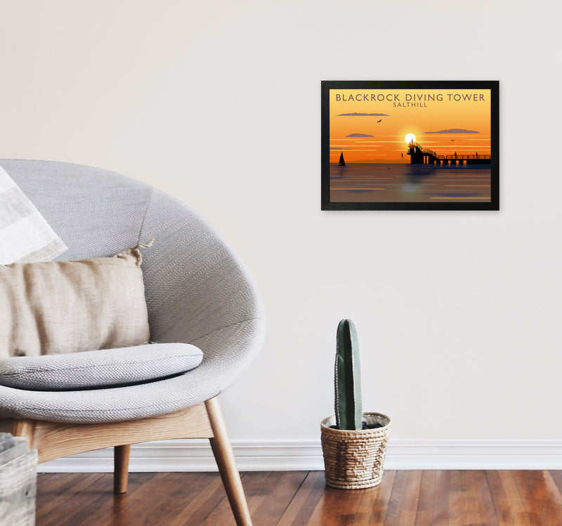 Blackrock Diving Tower (Sunset) (Landscape) by Richard O'Neill A3 White Frame