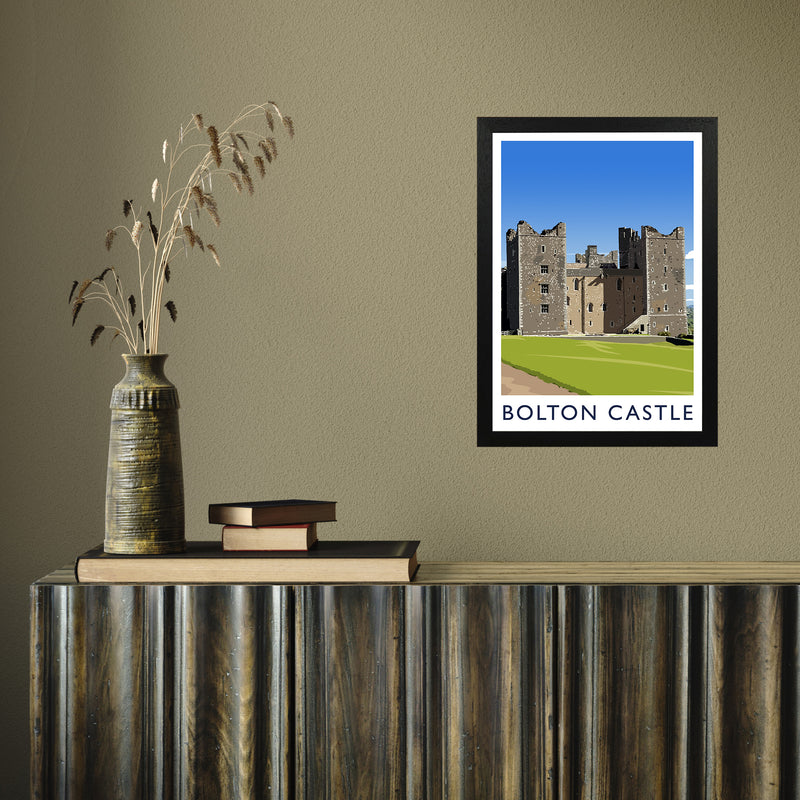 Bolton Castle 2 portrait by Richard O'Neill A3 Black Frame