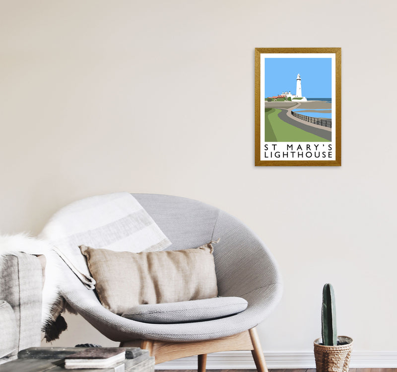 St Mary's Lighthouse Travel Art Print by Richard O'Neill A3 Print Only