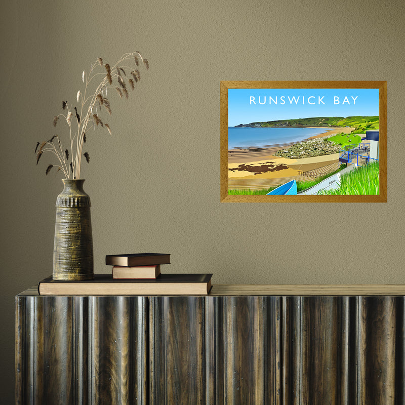 Runswick Bay 3 by Richard O'Neill A3 Oak Frame