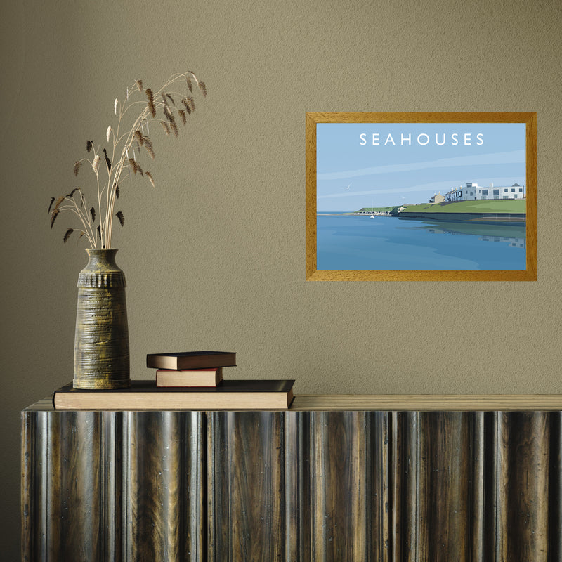 Seahouses 2 by Richard O'Neill A3 Oak Frame