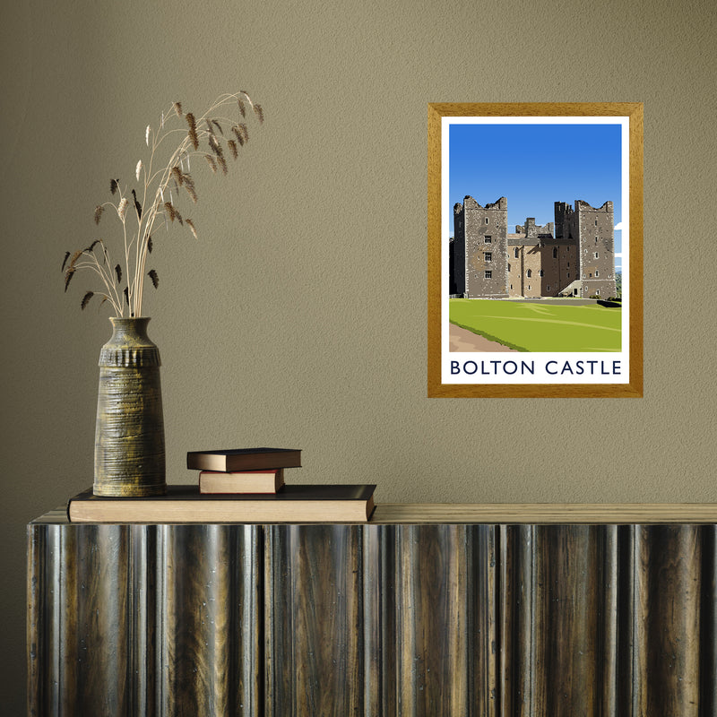 Bolton Castle 2 portrait by Richard O'Neill A3 Oak Frame