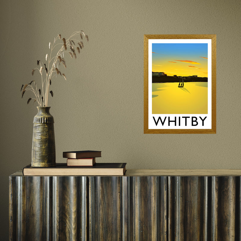 Whitby (Sunset) 2 portrait by Richard O'Neill A3 Oak Frame