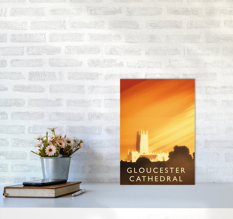 Gloucester Cathedral portrait Travel Art Print by Richard O'Neill A3 Black Frame