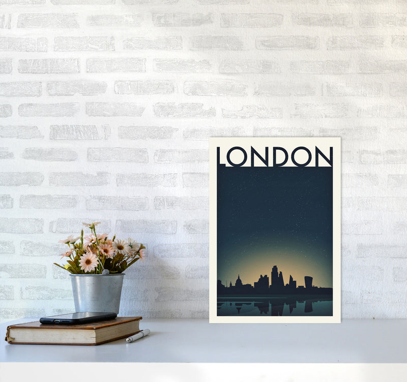 London 4 (Night) Travel Art Print by Richard O'Neill A3 Black Frame