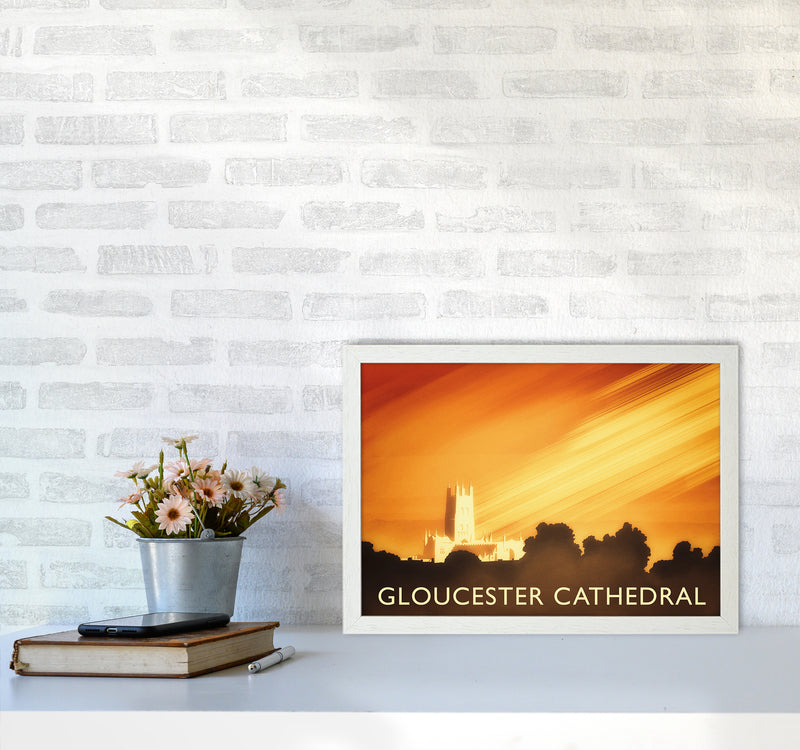 Gloucester Cathedral Travel Art Print by Richard O'Neill A3 Oak Frame