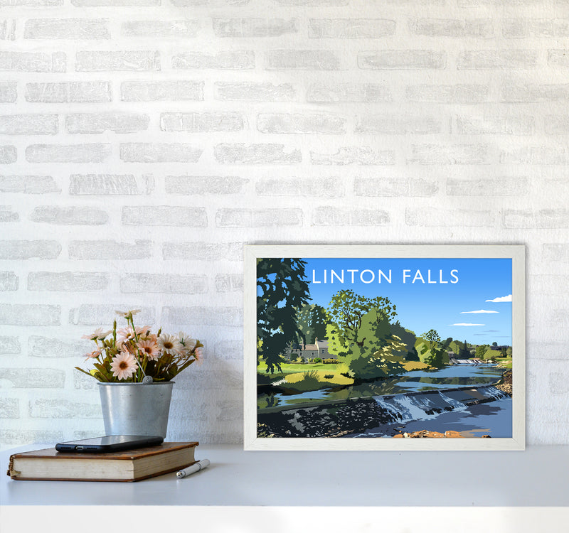 Linton Falls Travel Art Print by Richard O'Neill A3 Oak Frame