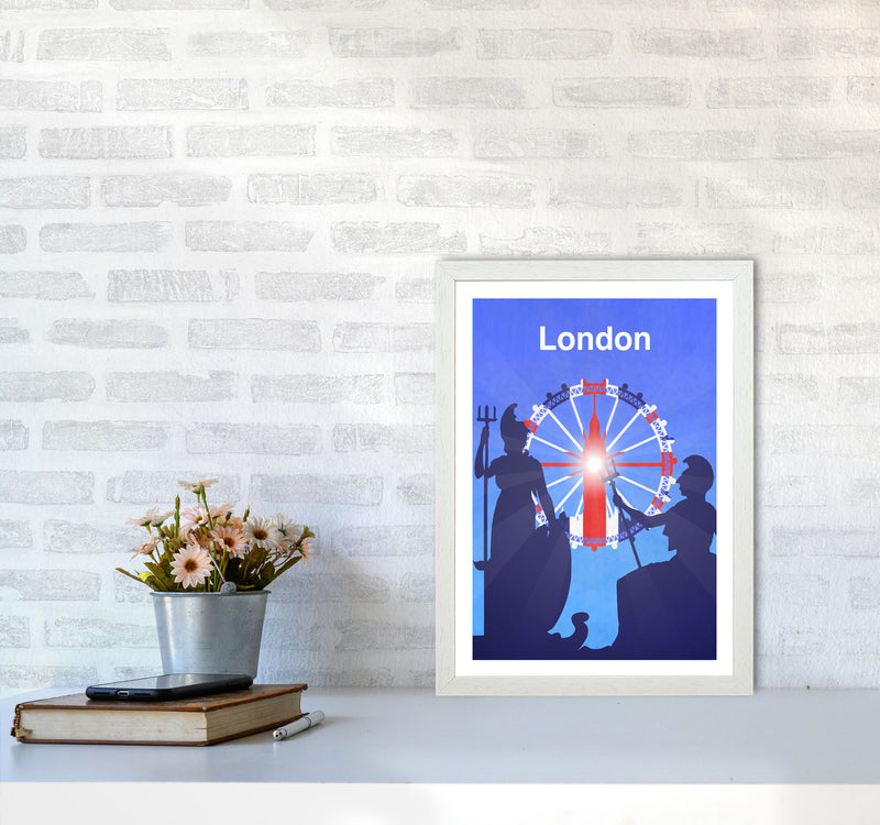 London (Britannia) portrait Travel Art Print by Richard O'Neill A3 Oak Frame