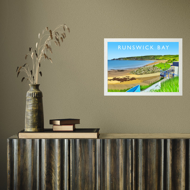 Runswick Bay 3 by Richard O'Neill A3 White Frame