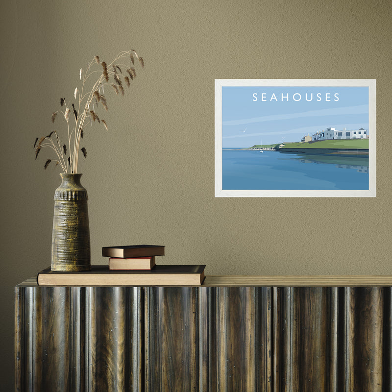 Seahouses 2 by Richard O'Neill A3 White Frame