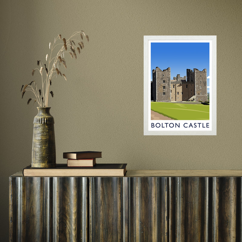 Bolton Castle 2 portrait by Richard O'Neill A3 White Frame