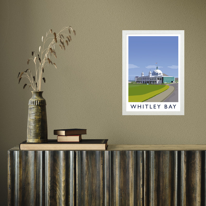 Whitley Bay portrait by Richard O'Neill A3 White Frame