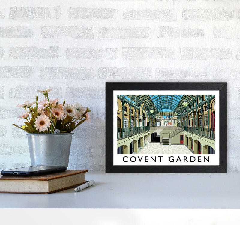 Covent Garden London Vintage Travel Art Poster by Richard O'Neill, Framed Wall Art Print, Cityscape, Landscape Art Gifts A4 White Frame
