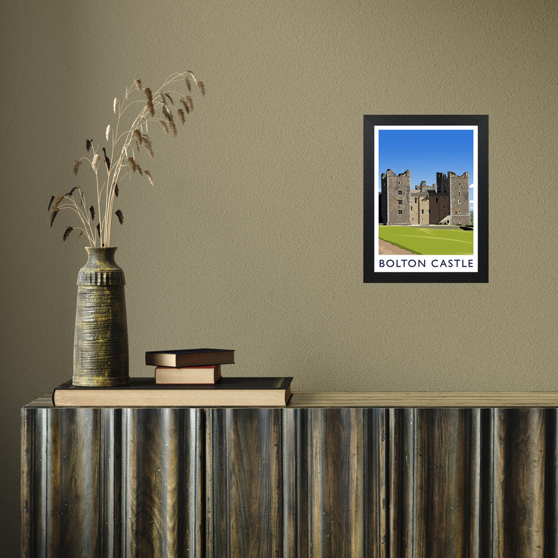 Bolton Castle 2 portrait by Richard O'Neill A4 Black Frame