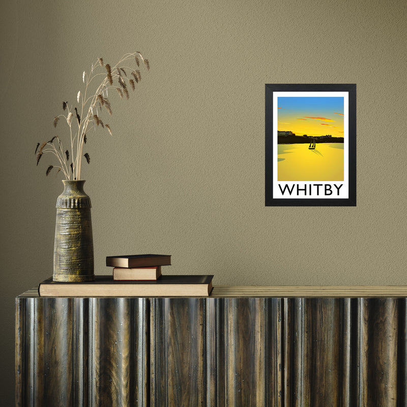 Whitby (Sunset) 2 portrait by Richard O'Neill A4 Black Frame