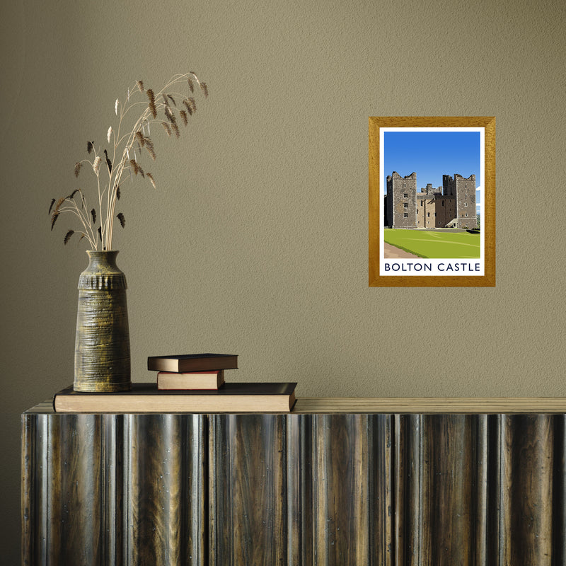 Bolton Castle 2 portrait by Richard O'Neill A4 Oak Frame