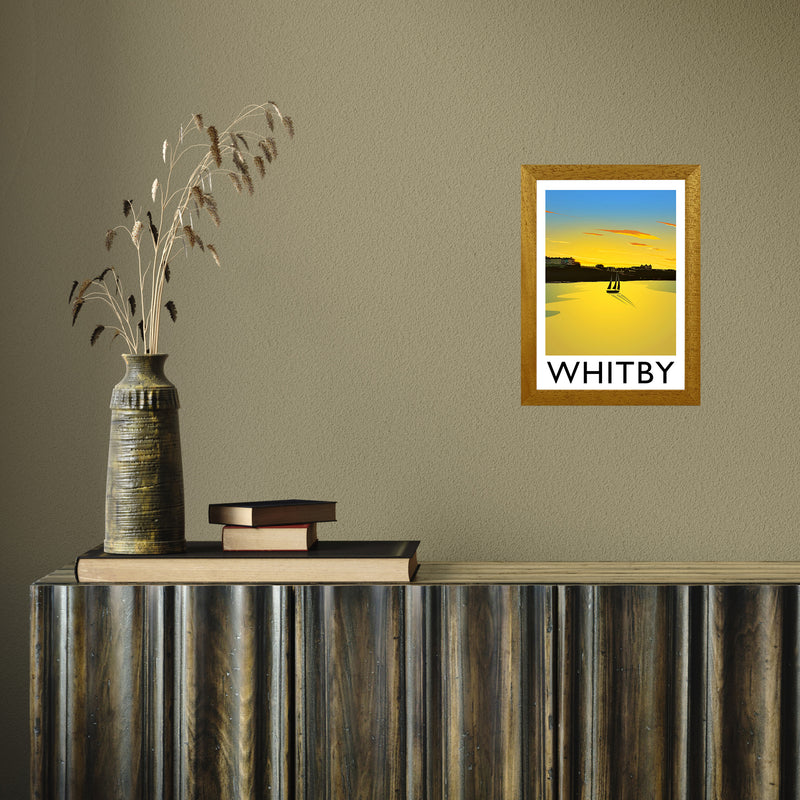 Whitby (Sunset) 2 portrait by Richard O'Neill A4 Oak Frame