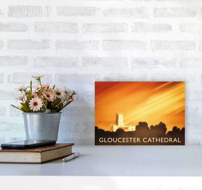 Gloucester Cathedral Travel Art Print by Richard O'Neill A4 Black Frame
