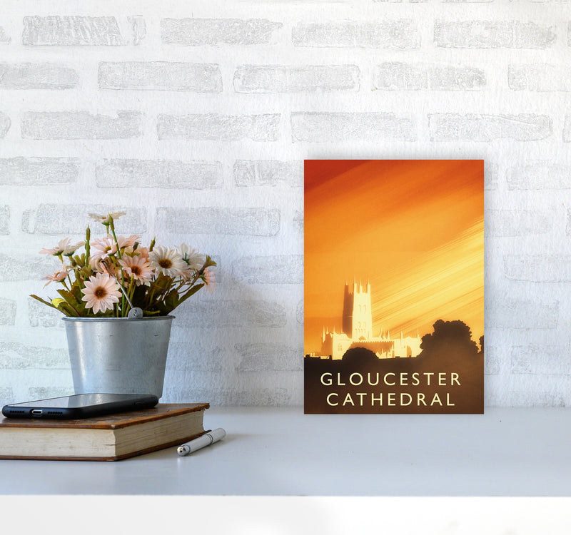 Gloucester Cathedral portrait Travel Art Print by Richard O'Neill A4 Black Frame