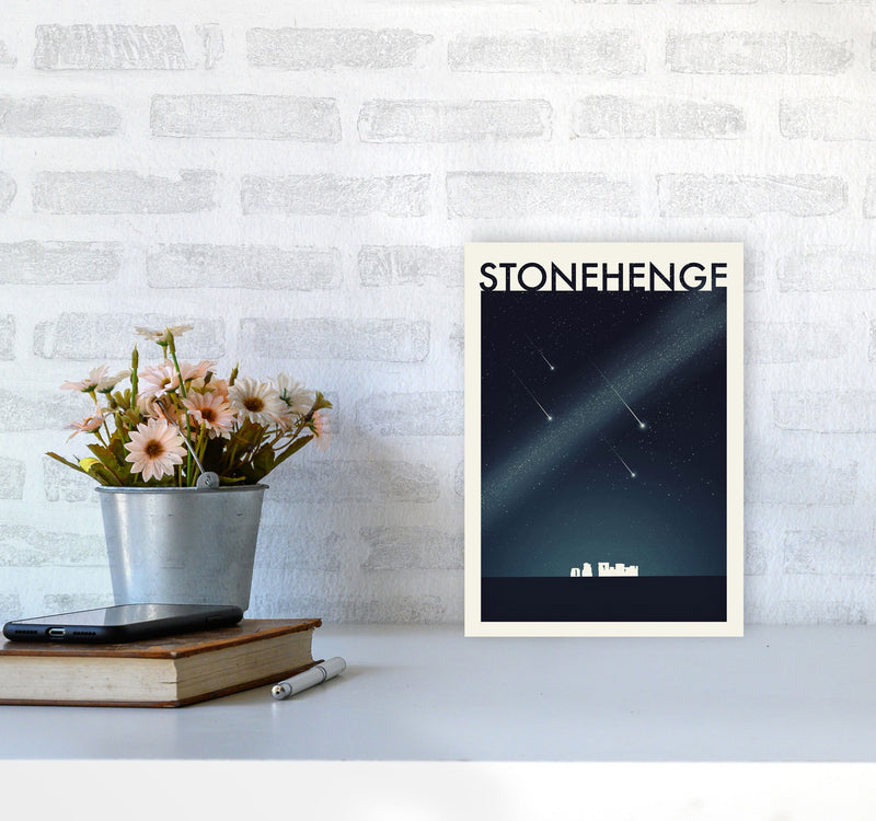 Stonehenge 2 (Night) Travel Art Print by Richard O'Neill A4 Black Frame