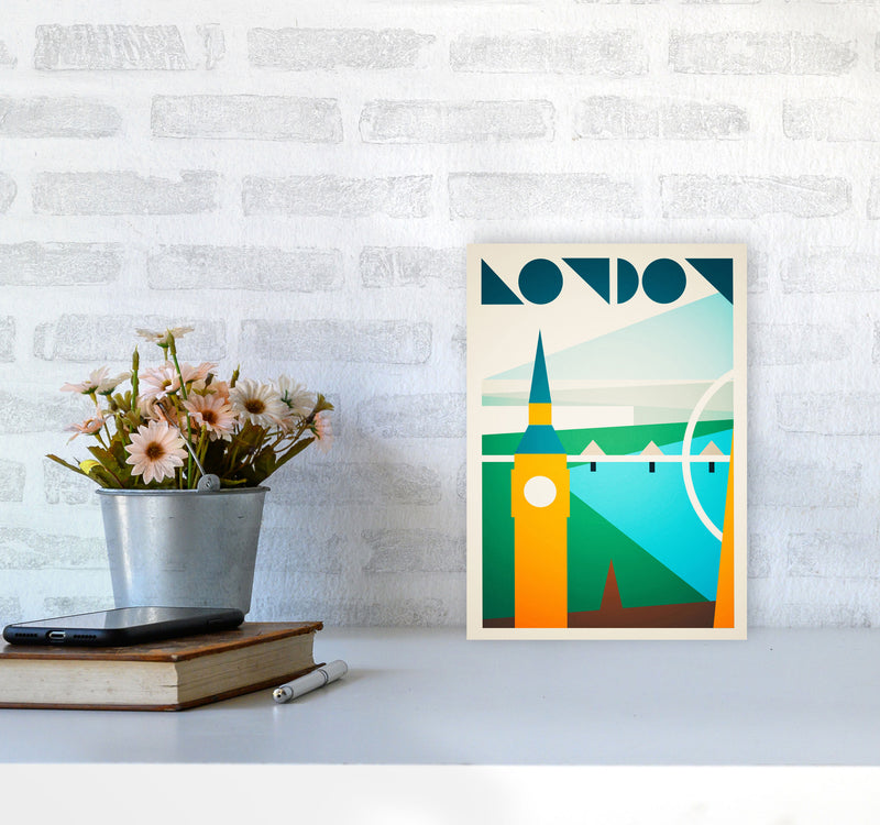 London 5 Travel Art Print by Richard O'Neill A4 Black Frame
