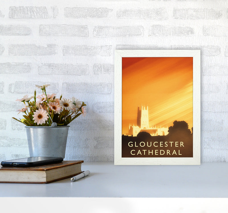 Gloucester Cathedral portrait Travel Art Print by Richard O'Neill A4 Oak Frame