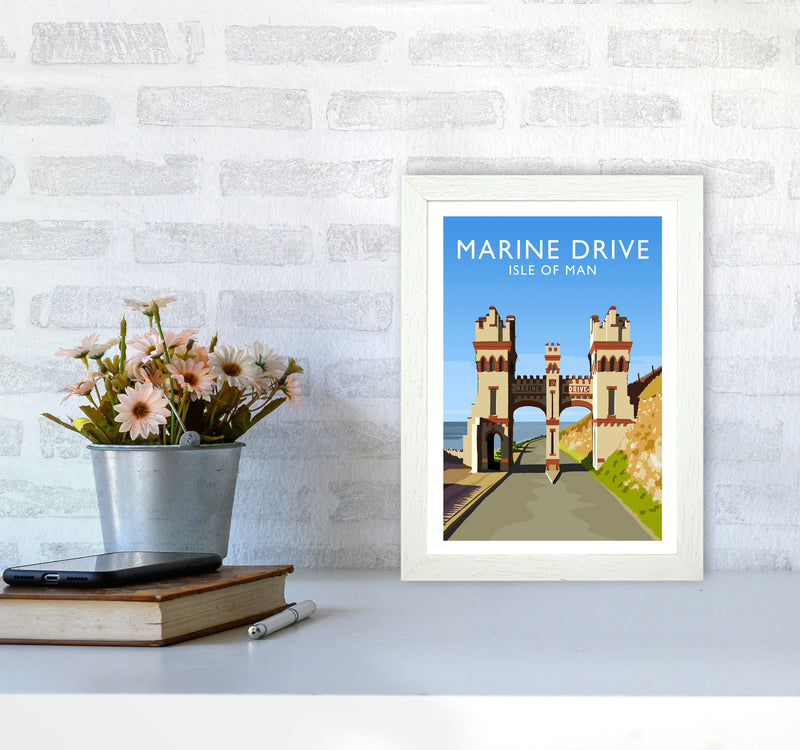 Marine Drive portrait Travel Art Print by Richard O'Neill A4 Oak Frame