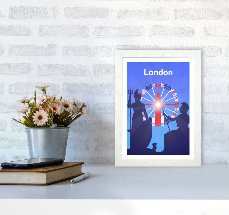 London (Britannia) portrait Travel Art Print by Richard O'Neill A4 Oak Frame