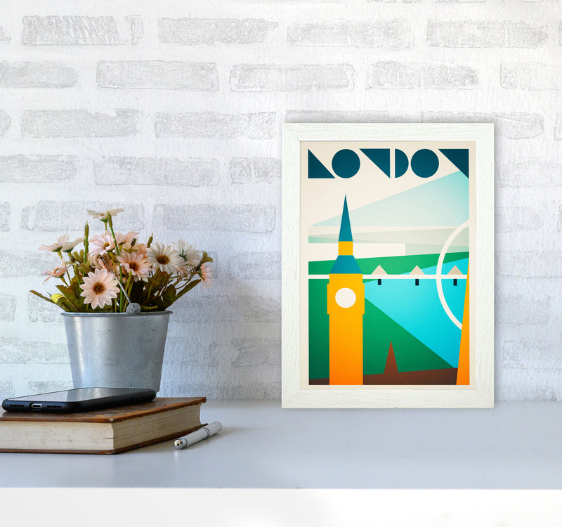 London 5 Travel Art Print by Richard O'Neill A4 Oak Frame