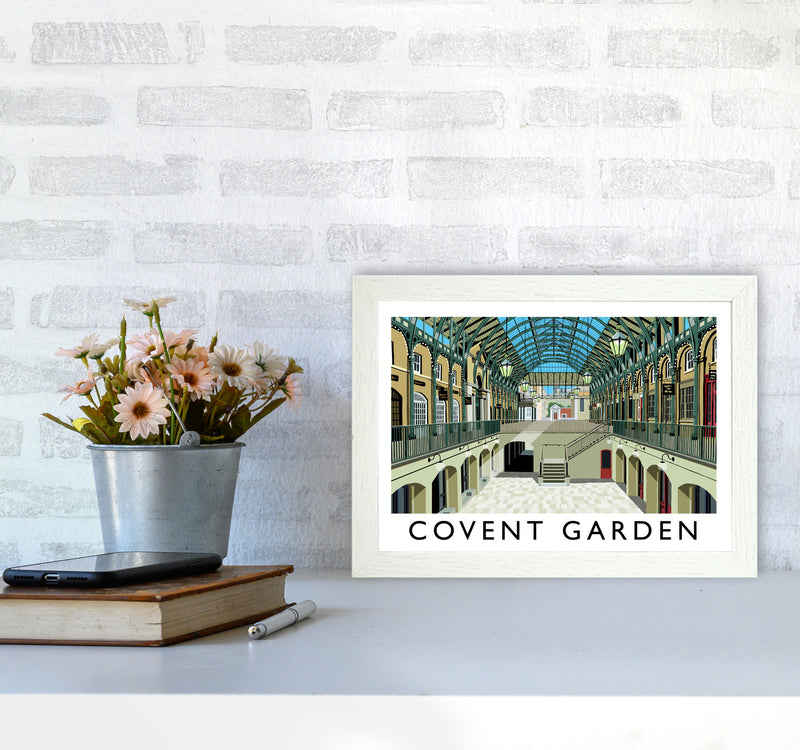 Covent Garden London Vintage Travel Art Poster by Richard O'Neill, Framed Wall Art Print, Cityscape, Landscape Art Gifts A4 Oak Frame