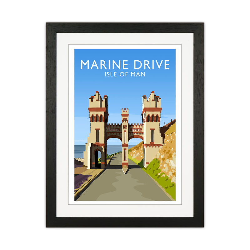 Marine Drive portrait Travel Art Print by Richard O'Neill Black Grain