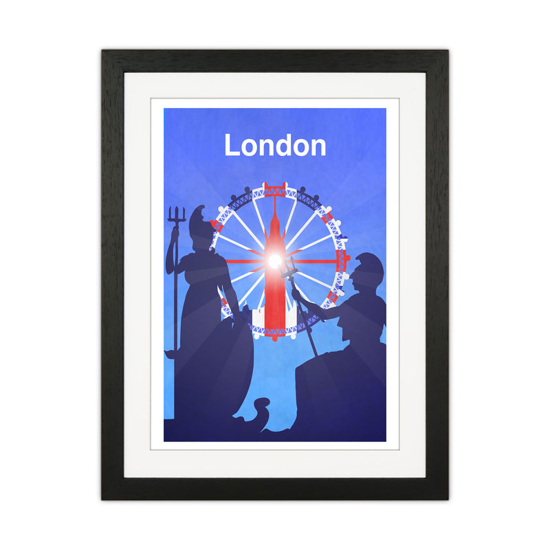 London (Britannia) portrait Travel Art Print by Richard O'Neill Black Grain