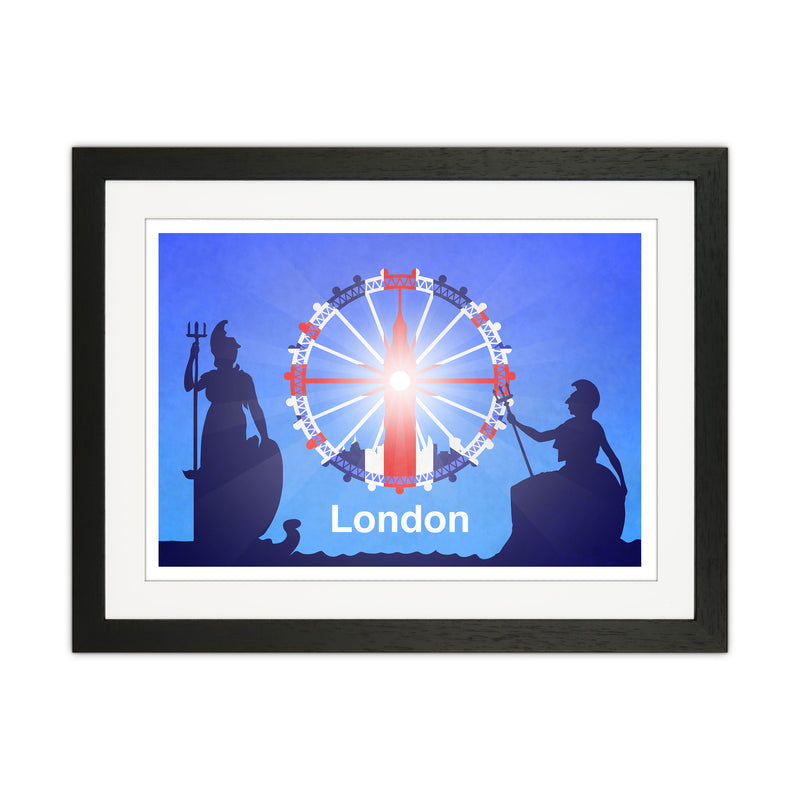 London (Britannia) Travel Art Print by Richard O'Neill Black Grain