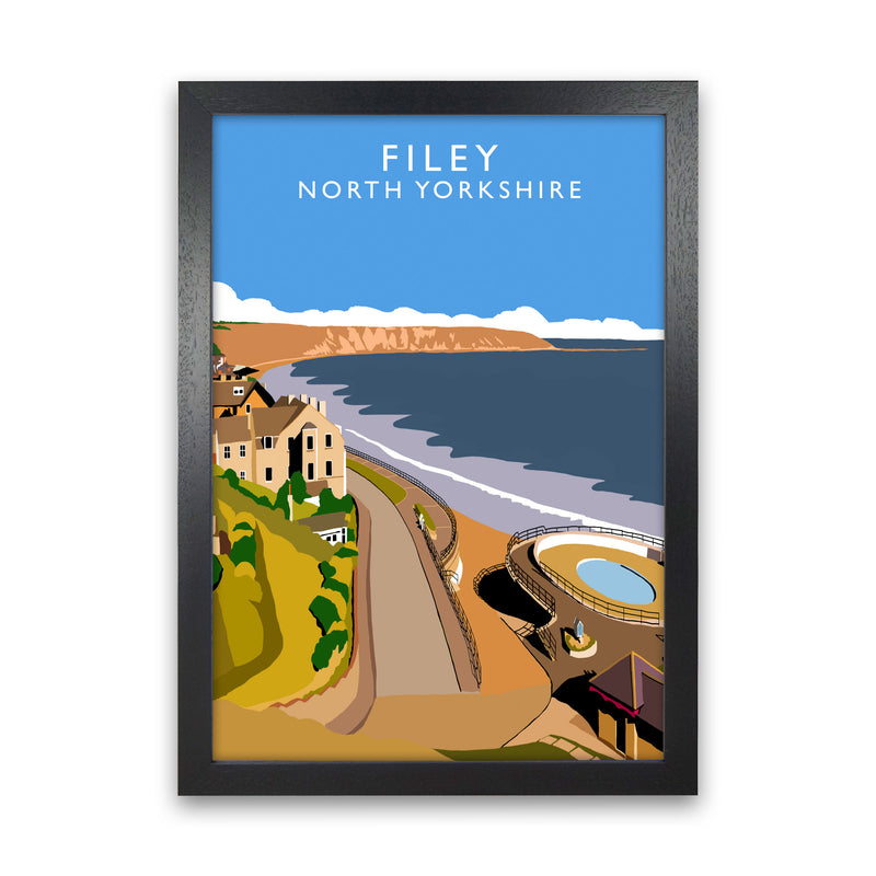 Filey North Yorkshire Framed Digital Art Print by Richard O'Neill Black Grain