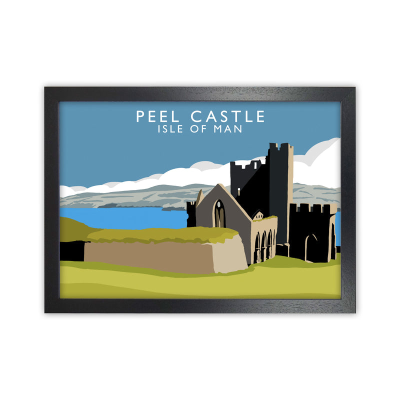 Peel Castle Isle of Man Art Print by Richard O'Neill Black Grain