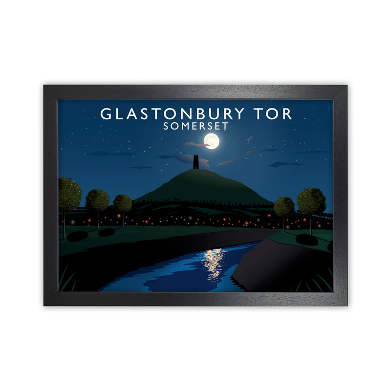 Glastonbury Tor Night by Richard O'Neill Black Grain
