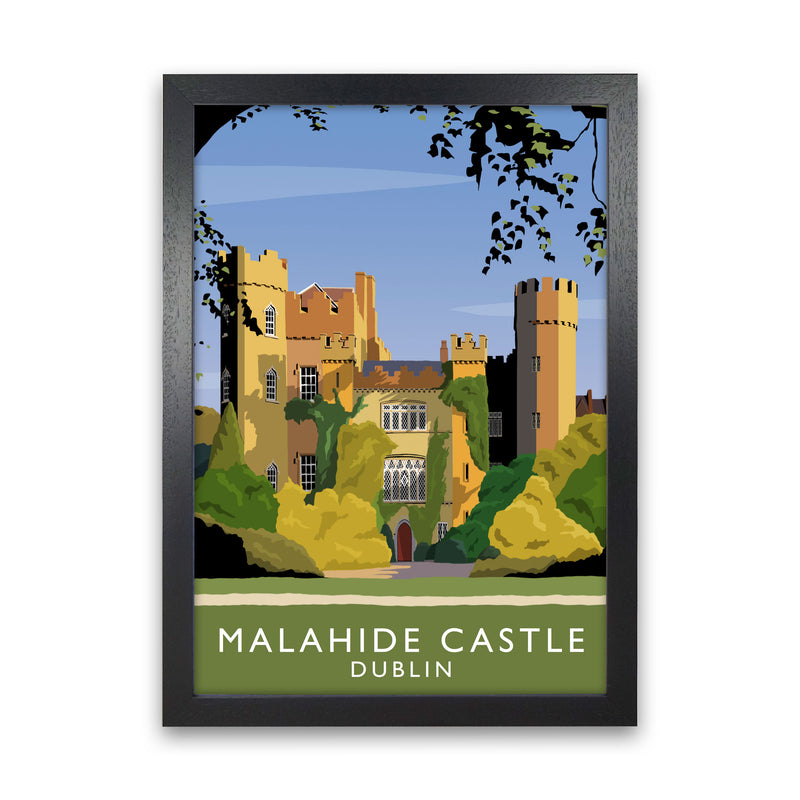 Malahide Castle Dublin Travel Art Print by Richard O'Neill, Framed Wall Art Black Grain
