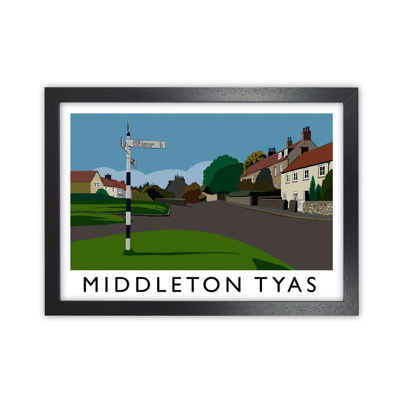 Middleton Tyas Travel Art Print by Richard O'Neill, Framed Wall Art Black Grain