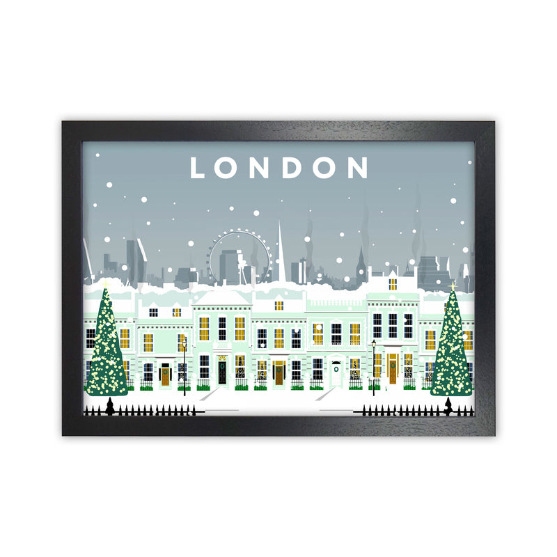 London Cherry Tree Lane In Snow by Richard O'Neill Black Grain