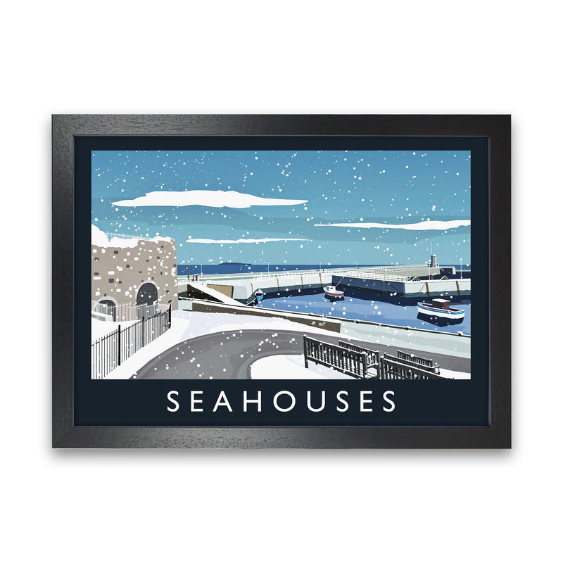 Seahouses (snow) by Richard O'Neill Black Grain