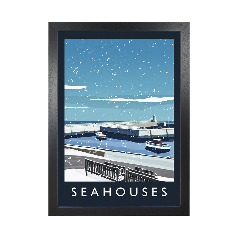Seahouses (snow) portrait by Richard O'Neill Black Grain