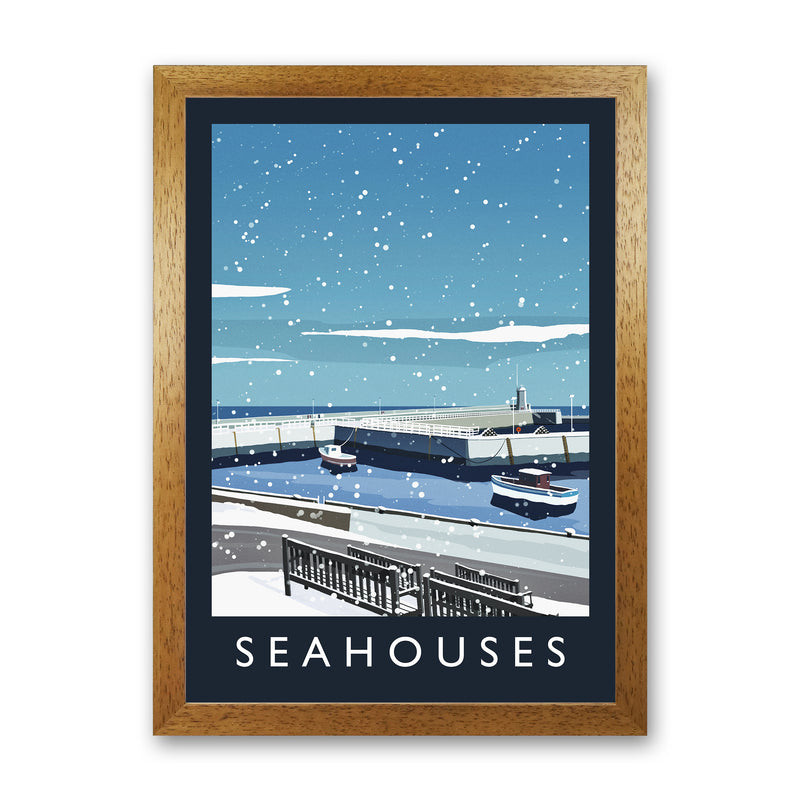 Seahouses (snow) portrait by Richard O'Neill Oak Grain