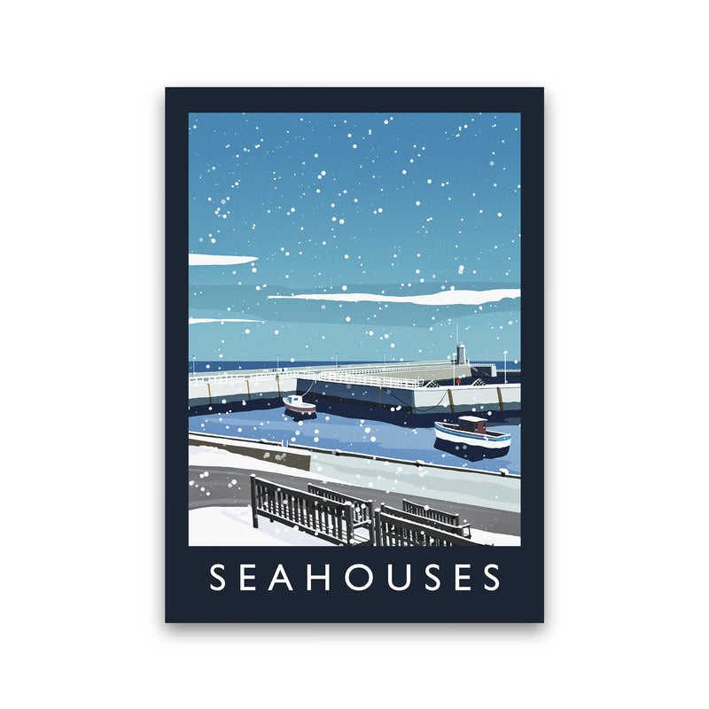 Seahouses (snow) portrait by Richard O'Neill Print Only